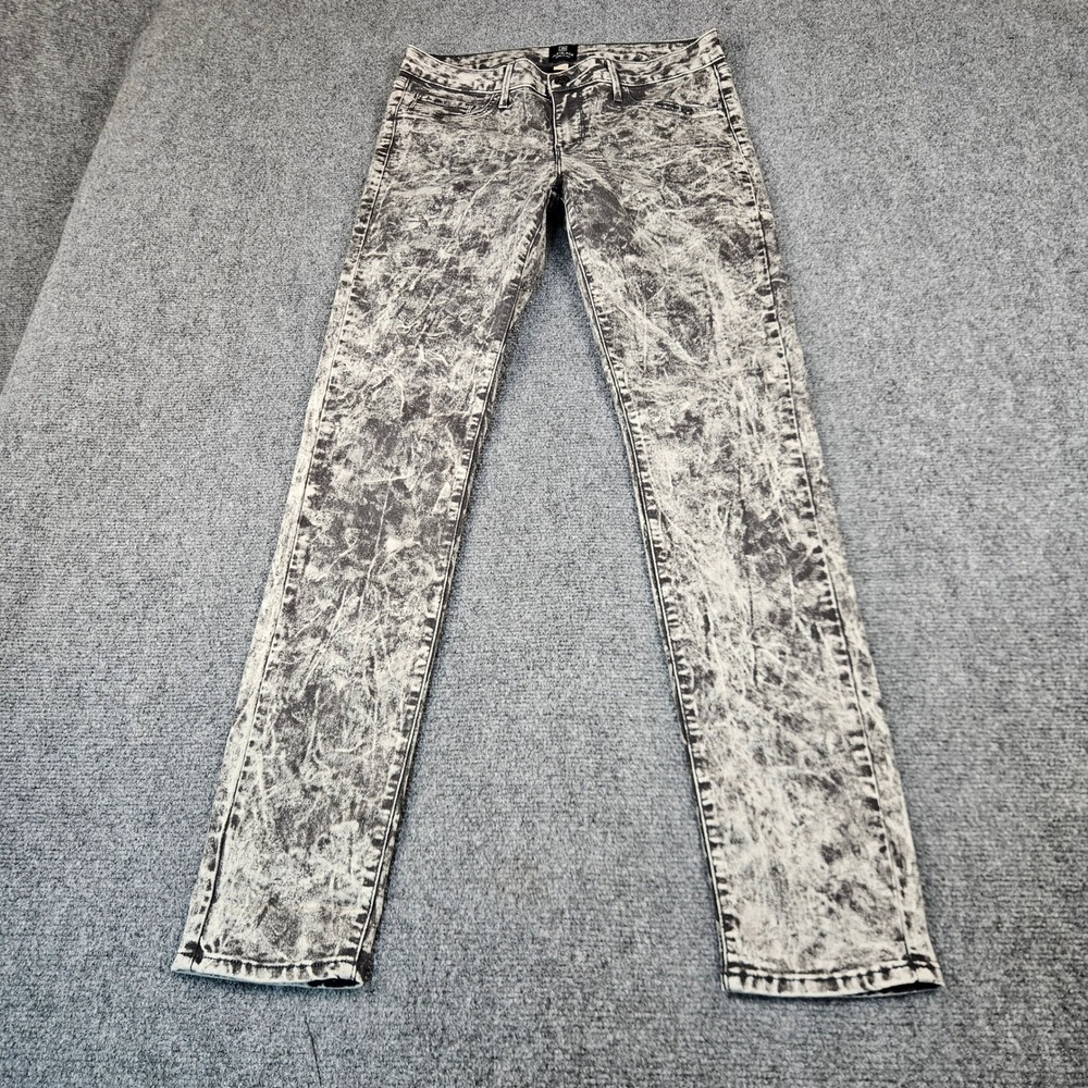 Just Black Denim Acid Wash Skinny Jeans Grey Black Made in USA Size 29 BP950